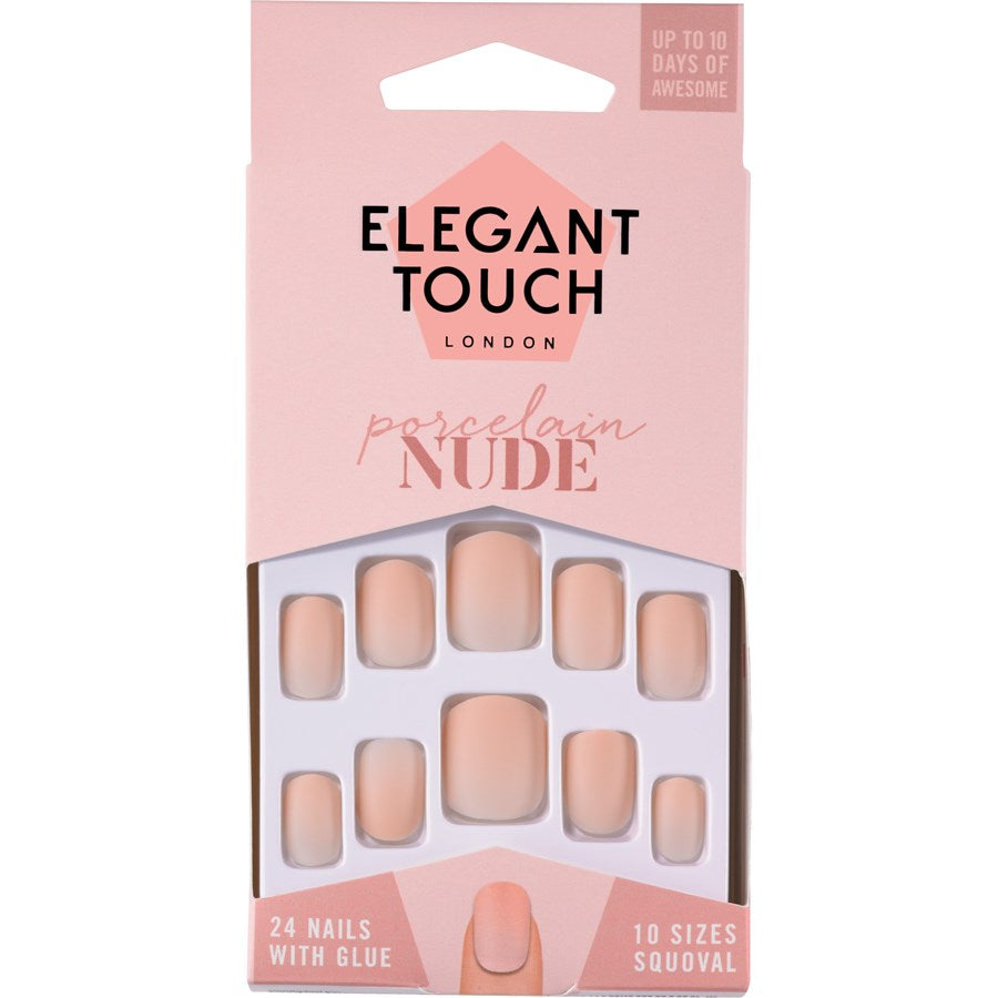 Elegant Touch Squoval Fake Nails In Porcelain Nude