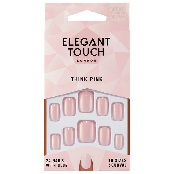 Elegant Touch Squoval Nails In Colour Think Pink