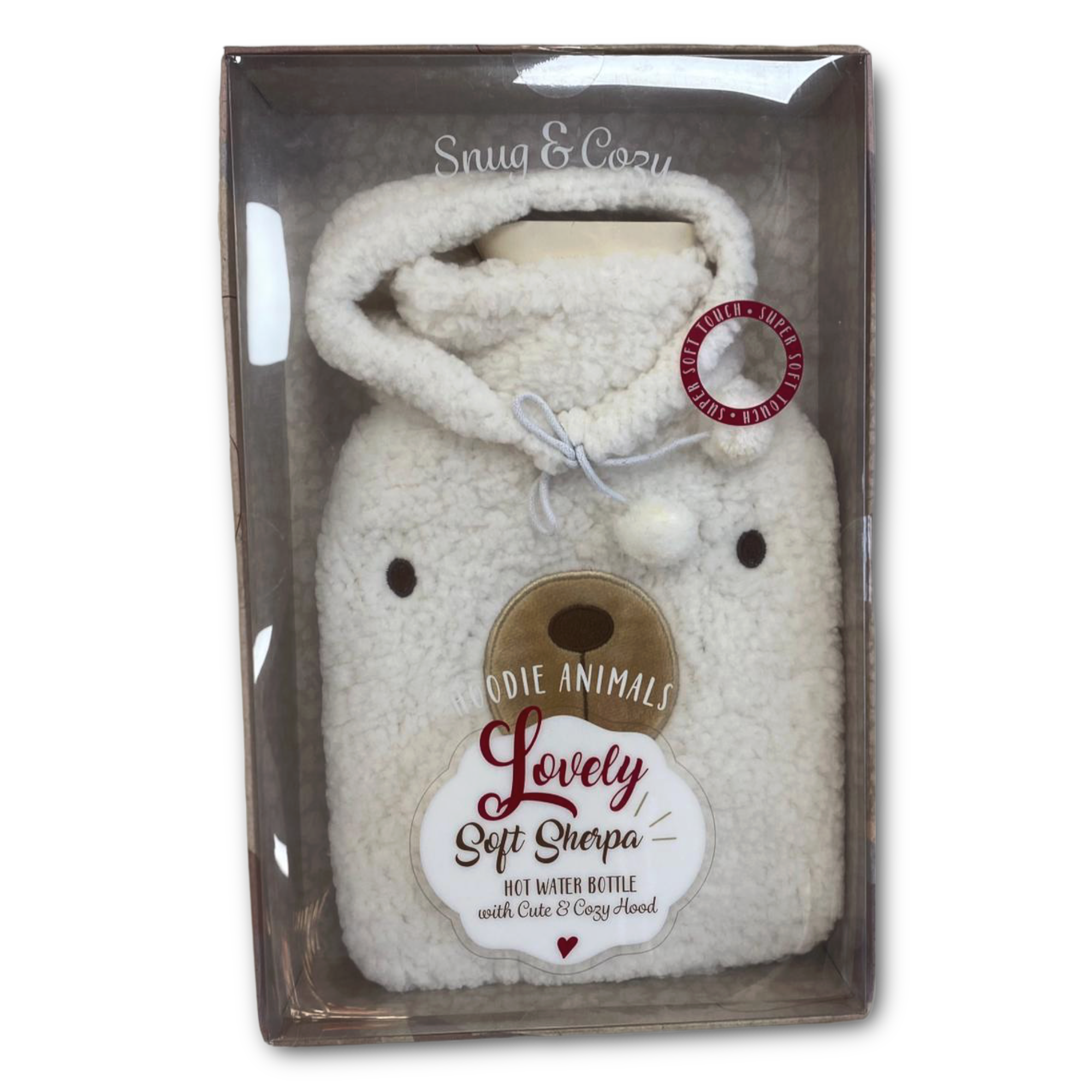 Brandwell Soft Sherpa Hot Water Bottle - White Bear