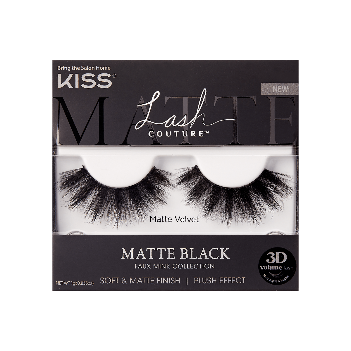Kiss Lash Couture Matte Black Faux Mink Eyelashes - Velvet Black