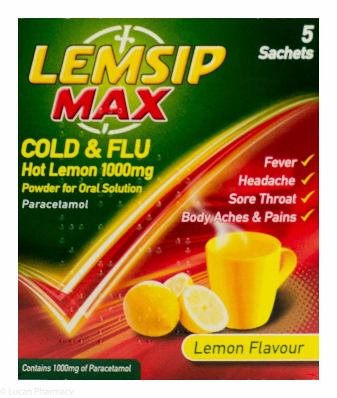 Lemsip Cold Flu Max Strength Lemon Sachets - 5 Pk