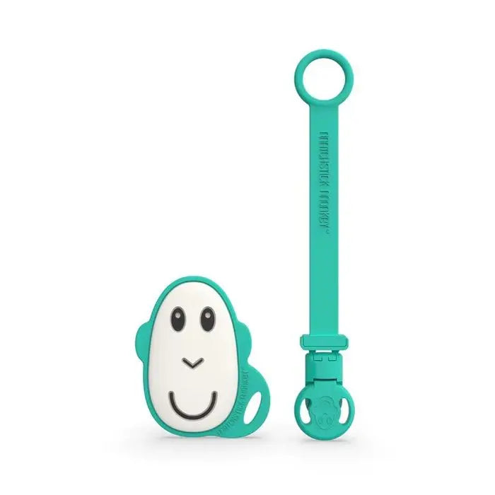 Matchstick Monkey Flat Face Teether & Soother Clip Green