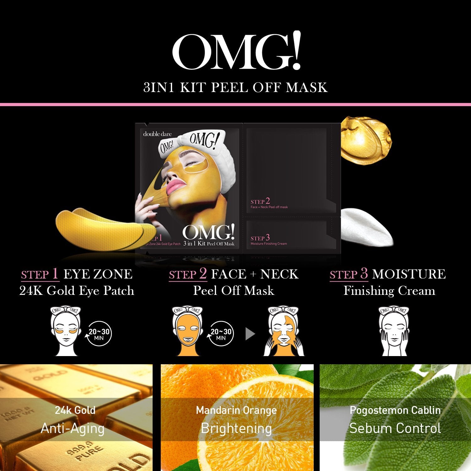 OMG 3 in 1 Peel Off Face Mask