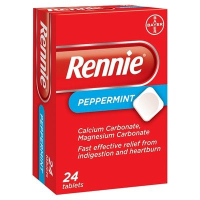 Rennie Peppermint Chewable Heartburn & Indigestion Tablets - 24pk