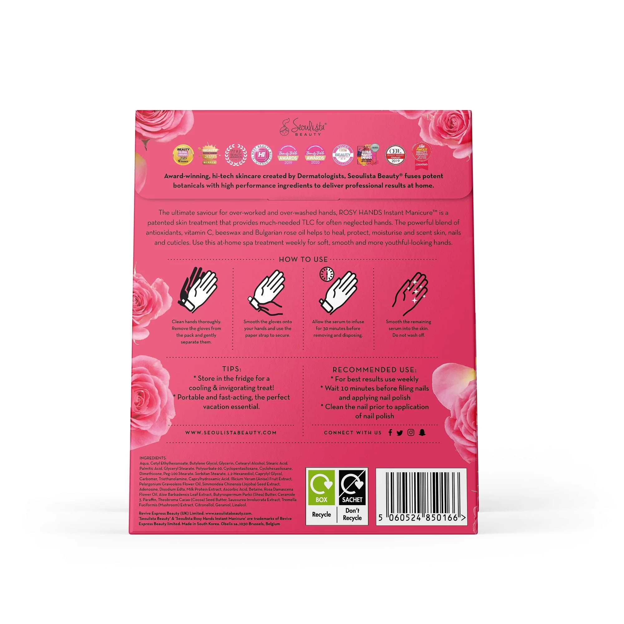Seoulista Rosy Hands Instant Manicure Hand Treatment Mask How To use