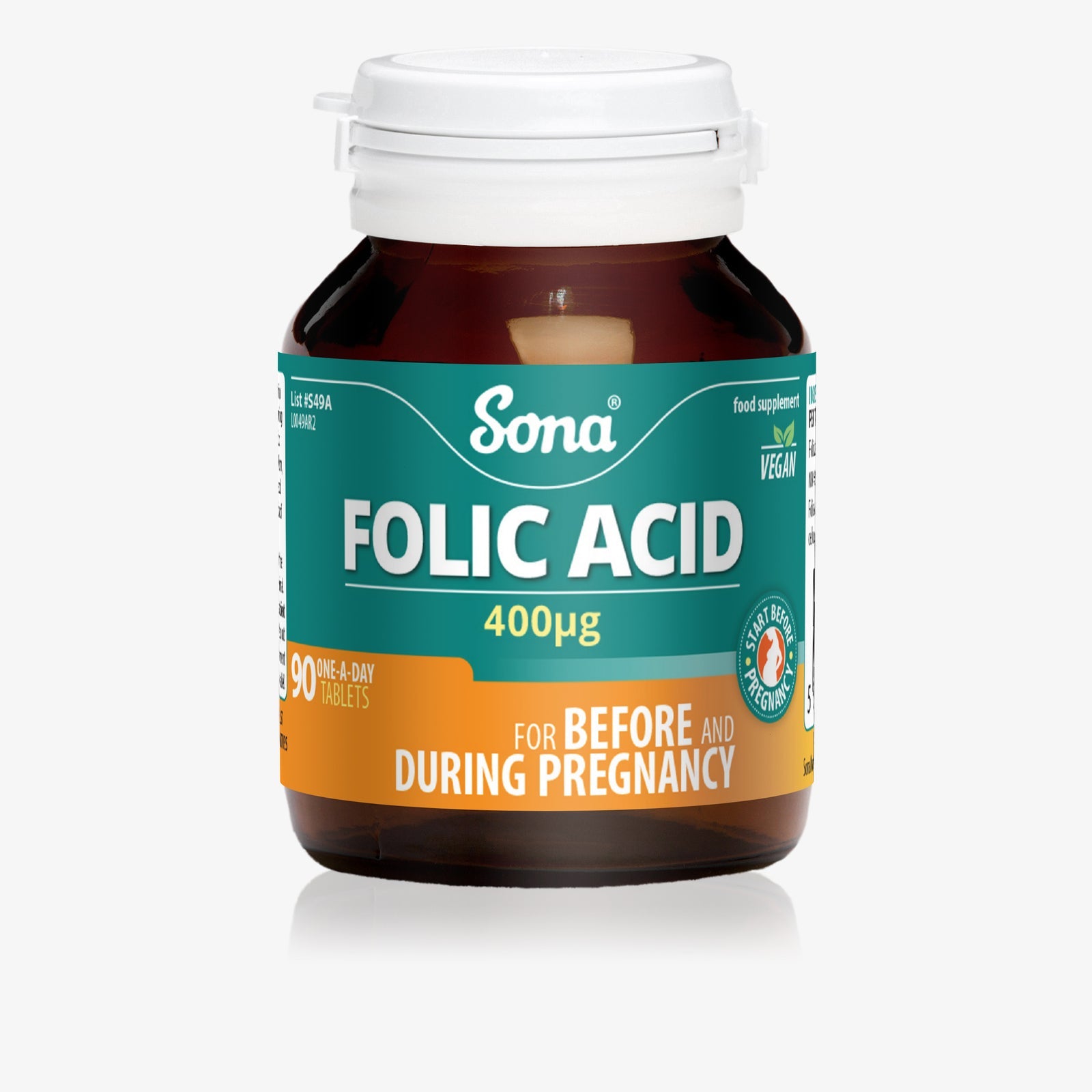 Sona Folic Acid 400ug One A Day Tablets