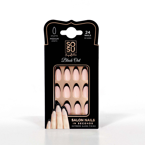 Sosu False Nails Black Out French Manicure With Black Tips