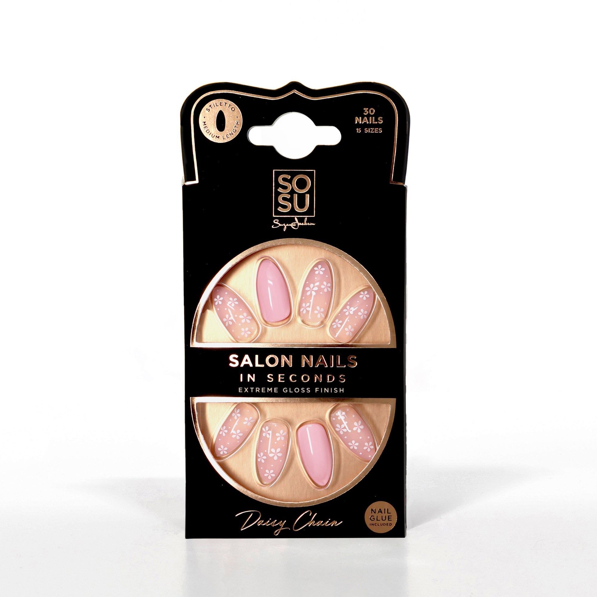 Sosu Daisy Chain Pink Almond False Nails