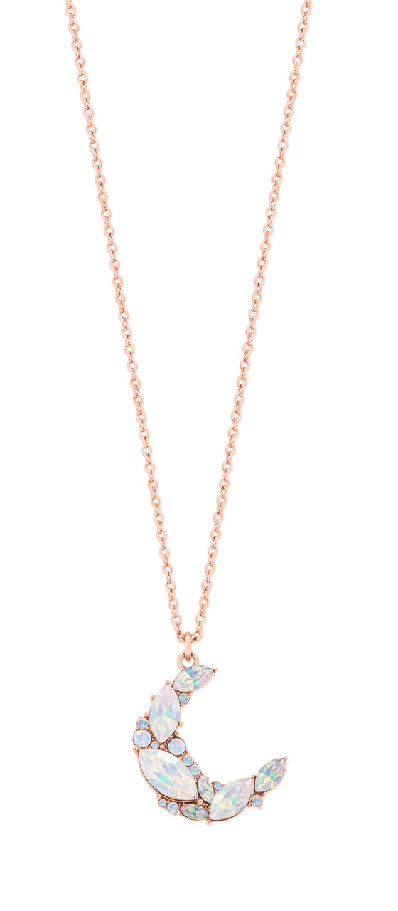 Tipperary Crystal Half Moon Opal & Rose Gold Pendent