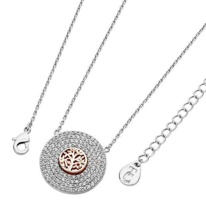 Tipperary Crystal Silver/Rose Gold Tree Of Life Necklace