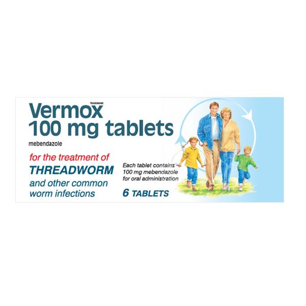 Vermox Tabs 100mg For Threadworms - 6 Tablets