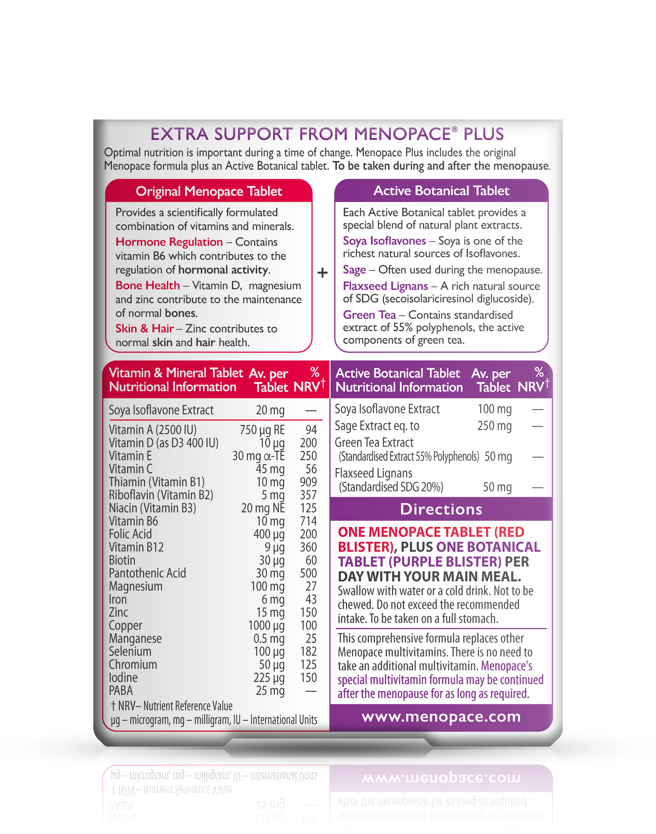 Vitabiotics Menopace Plus - ingredients 