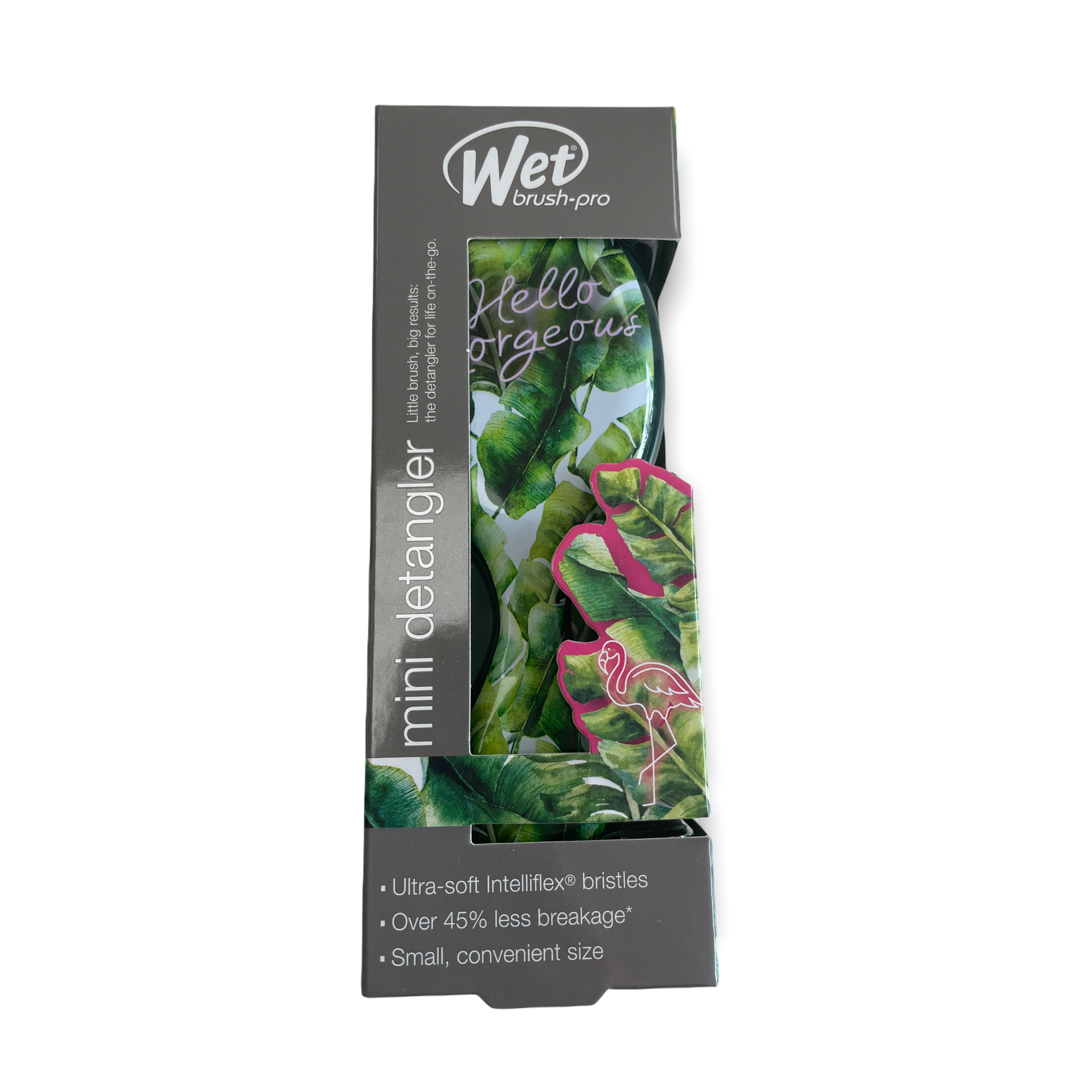 Wet Brush Pro Hello Gorgeous Green Tropical Print Hairbrush Mini Detangler 