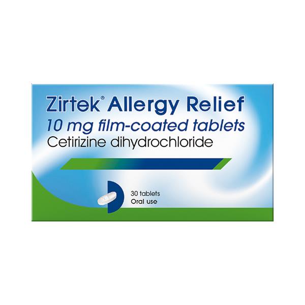 Zirtek 10g Non-Drowsy Antihistamine Allergy Relief Tablets - 30 Pk